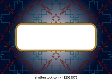 Bright background with element for your text. Dark blue gradient fill. Mosaic pattern of turquoise and red circles in the background. Vector illustration. For the design, printing, advertising