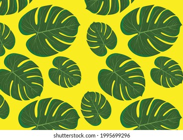 BRIGHT BACKGROUND WITH EXOTIC LEAVES ORNAMENT
