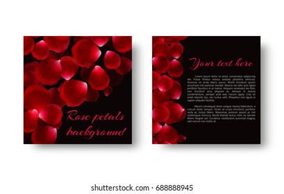 Bright background with falling rose petals for romantic greeting design.