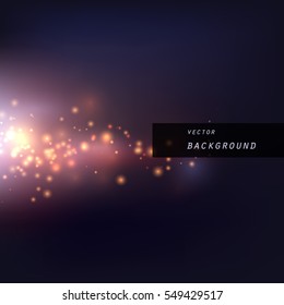 Bright background with a fiery flash and light spots, abstraction