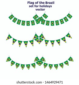 Bright background with flag of Brazil . Set for holidays with flag of Brazil. Happy Brazil day background. Bright button with flag.