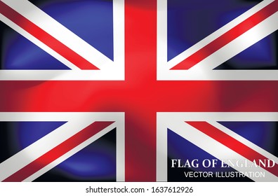 Bright background with flag of England. Happy England day background. Bright illustration with English flag. Flag of England with folds. 