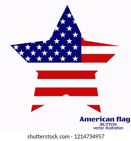 Bright background with flag of USA. Happy America day background. Illustration with white background. Bright illustration with flag. Star shape banner