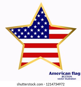 Bright background with flag of USA. Happy America day background. Illustration with white background. Bright illustration with flag. Star shape banner