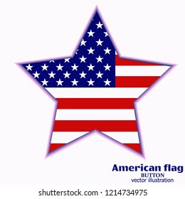 Bright background with flag of USA. Happy America day background. Illustration with white background. Bright illustration with flag. Star shape banner