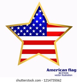 Bright background with flag of USA. Happy America day background. Illustration with white background. Bright illustration with flag. Star shape banner