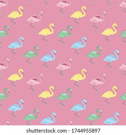 Bright background with flamingos.Vector illustration