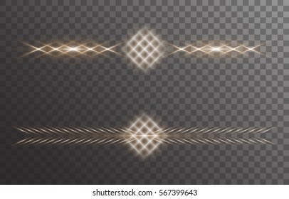 Bright background with flare light. Glittering stars on a transparent backdrop. Vector illustration