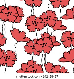 Bright background with flowers in a decorative style. Seamless pattern can be used for wallpapers, pattern fills, web page backgrounds,surface textures.