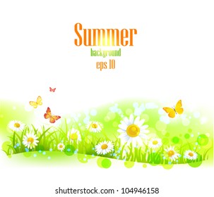 Bright  background with flowers with space for text.