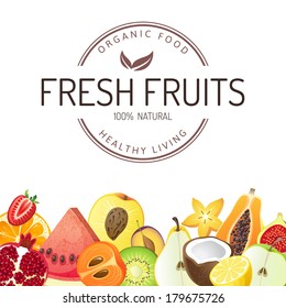 Bright background with fresh fruits