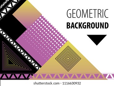 Bright background with geometric shapes. Modern template with place for text