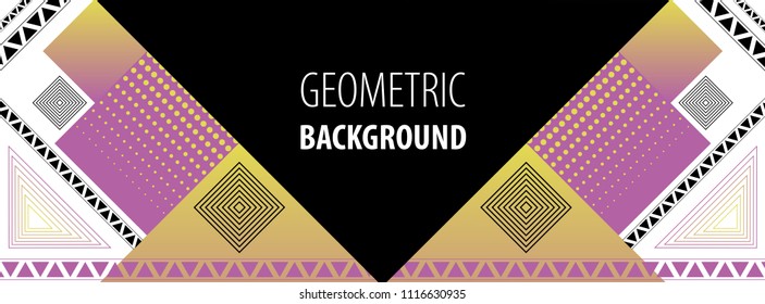 Bright background with geometric shapes. Modern template with place for text