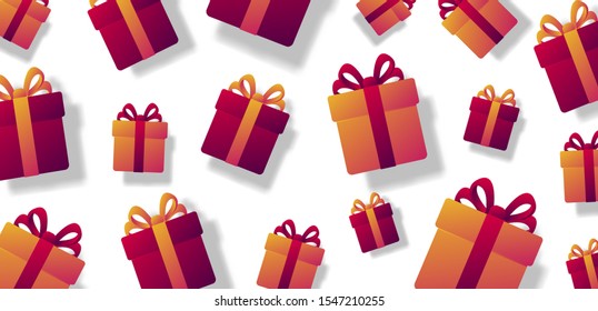 bright background with gift boxes pattern, gradient vector illusterations, backdrop for banner