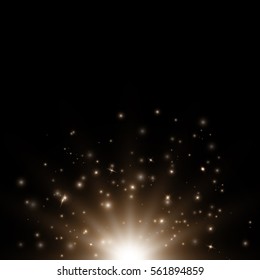 Bright background with glittering lights. Glow in the dark on a black backdrop