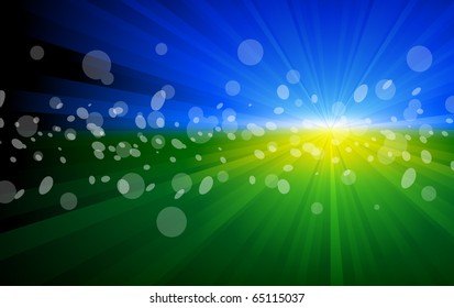 Bright background in green and blue color