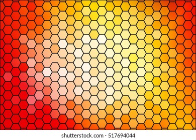 Bright background for greeting cards. Polygon background yellow, red color hexagon. Vector illustration. To implement your design ideas, business subjects, successful presentations.