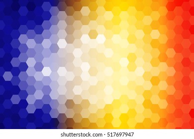 Bright background for greeting cards. Polygon background yellow, red color hexagon. Vector illustration. To implement your design ideas, business subjects, successful presentations.
