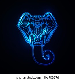 Bright background Head of Hindu god Ganesha.