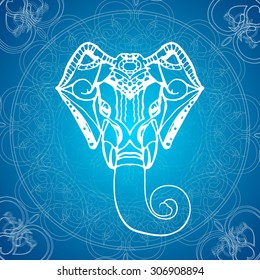 Bright background Head of Hindu god Ganesha.
