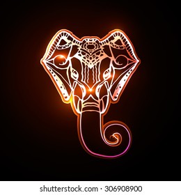 Bright background Head of Hindu god Ganesha.