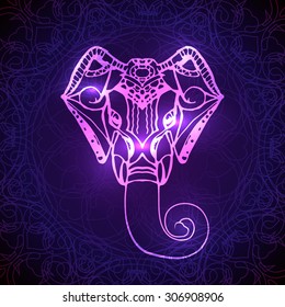 Bright background Head of Hindu god Ganesha.