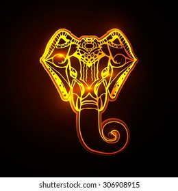 Bright background Head of Hindu god Ganesha.