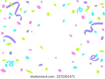 Bright background illustration with colorful confetti dancing in the air