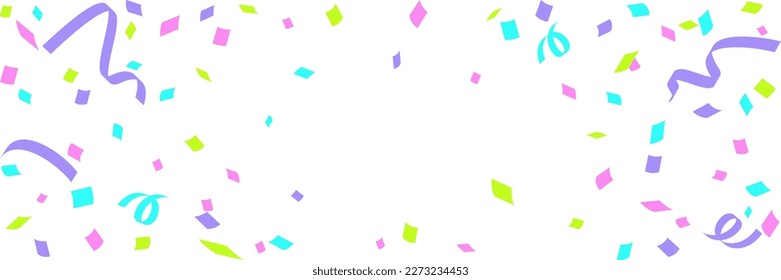 Bright background illustration with colorful confetti dancing in the air