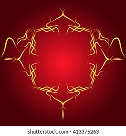 Bright background illustration with golden frame for your text performed by connecting outline sexy girls closed to each other. Vector illustration. For presentations, graphics, design, wallpaper