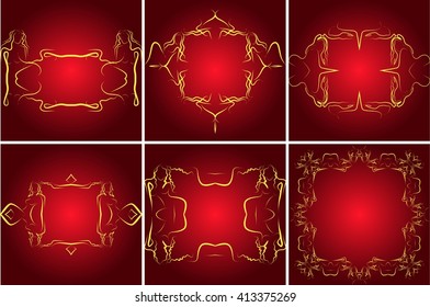 Bright background illustration with golden frame for your text performed by connecting outline sexy girls closed to each other. Vector illustration. For presentations, graphics, design, wallpaper