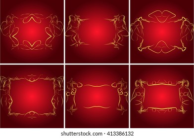 Bright background illustration with golden frame for your text performed by connecting outline sexy girls closed to each other. Vector illustration. For presentations, graphics, design, wallpaper