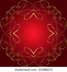 Bright background illustration with golden frame for your text performed by connecting outline sexy girls closed to each other. Vector illustration. For presentations, graphics, design, wallpaper