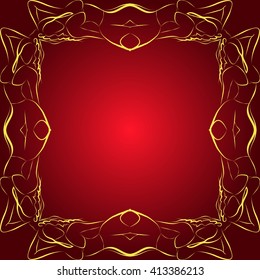 Bright background illustration with golden frame for your text performed by connecting outline sexy girls closed to each other. Vector illustration. For presentations, graphics, design, wallpaper