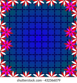 Bright  background image of color flowers and openwork mesh in the background.