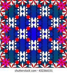 Bright  background image of color flowers and openwork mesh in the background.