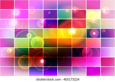 Bright background image with a square pixel grid, flares and flashes. Vector illustration. For use in printing, flyer design, wallpaper, presentations. Red theme