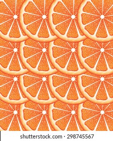 Bright background with juicy grapefruit slices, citrus fruit slices.