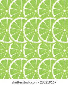 Bright background with juicy lime slices, citrus fruit slices.