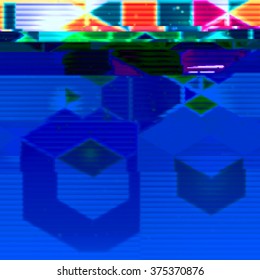 Bright background with light effects in style glitch- art. Vector illustration.