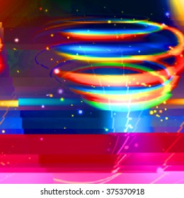 Bright background with light effects in style glitch- art. Vector illustration.