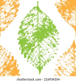 Bright background made of fallen autumn leaves, seamless pattern on white background. Vector.