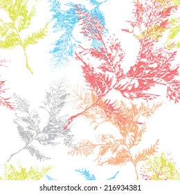 Bright background made of fallen autumn leaves, seamless pattern on white background. Vector.