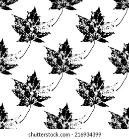 Bright background made of fallen autumn leaves, seamless pattern on white background. Vector.