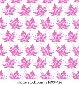 Bright background made of fallen autumn leaves, seamless pattern on white background. Vector.