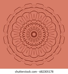 bright background with mandala ornament. vector illustration. brick color