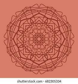 bright background with mandala ornament. vector illustration. brick color