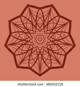 bright background with mandala ornament. vector illustration. brick color
