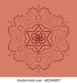 bright background with mandala ornament. vector illustration. brick color