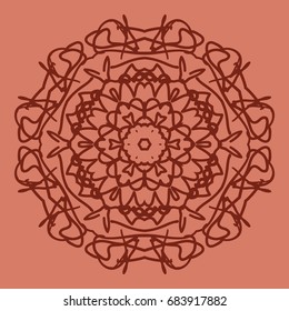 bright background with mandala ornament. vector illustration. brick color